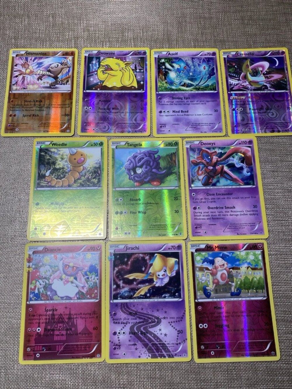 Pokemon Card Lot 10 Cards Holo Reverse Holo Jirachi Diancie Deoxys Cresselia